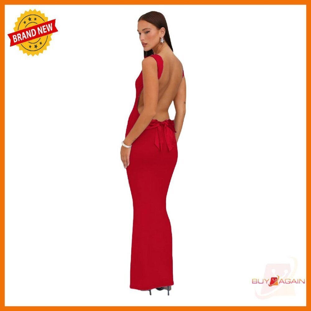 Satin Cowl Neck Backless Maxi Dress Formal Evening Gown